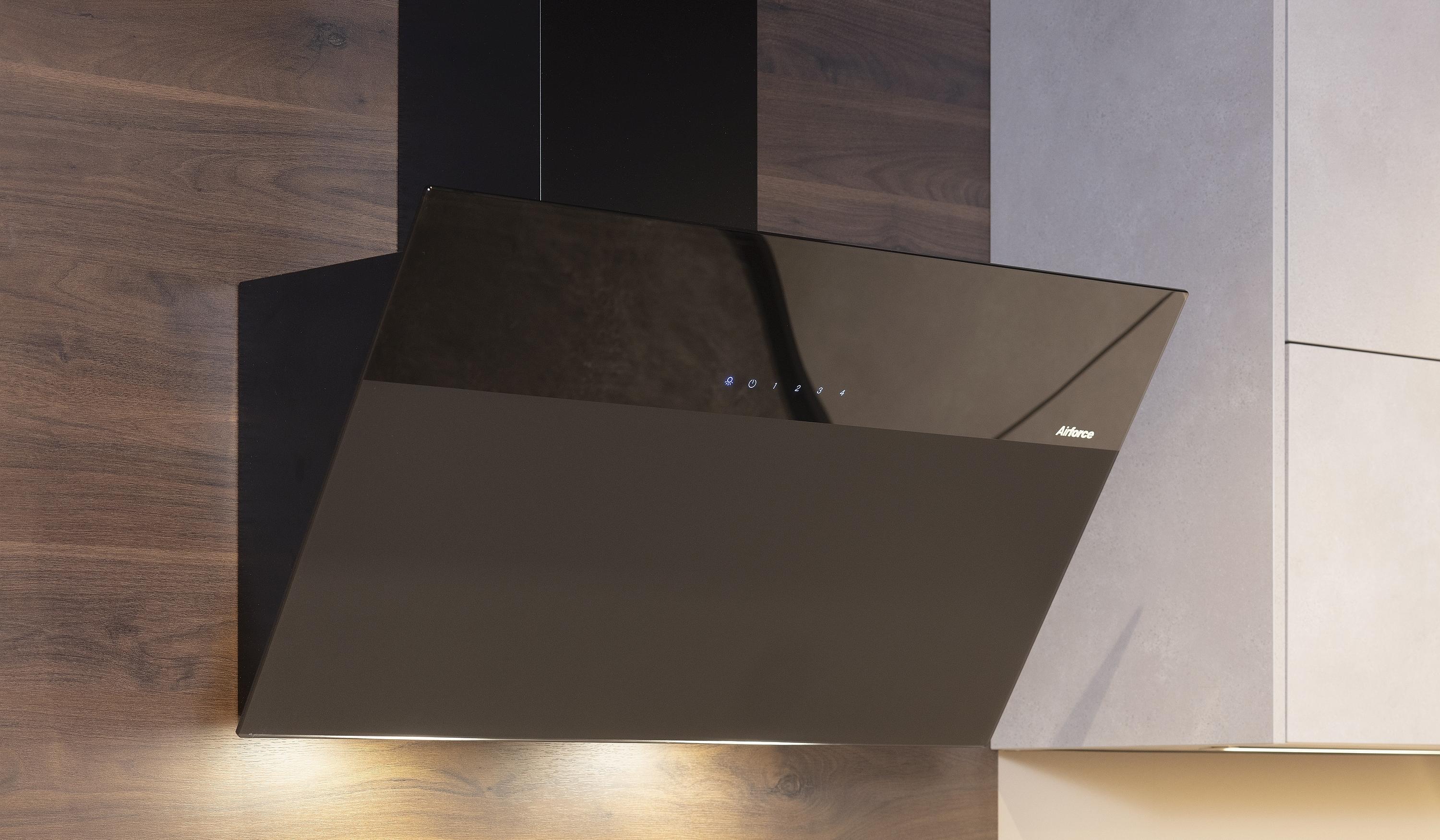 Schwarze Kopffrei-Dunstabzugshaube